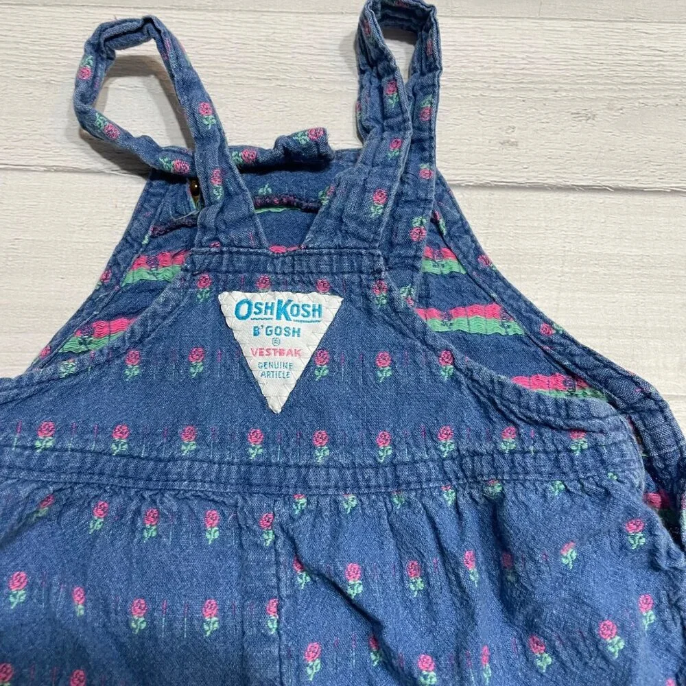 Vintage‎ OshKosh B'Gosh Floral Baby Overalls With Footies 3/6 months
